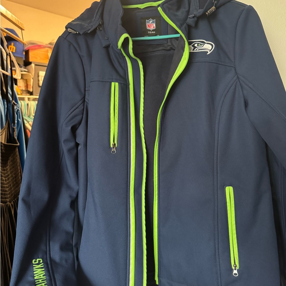 Seattle Seahawks Navy and Neon Green Jacket